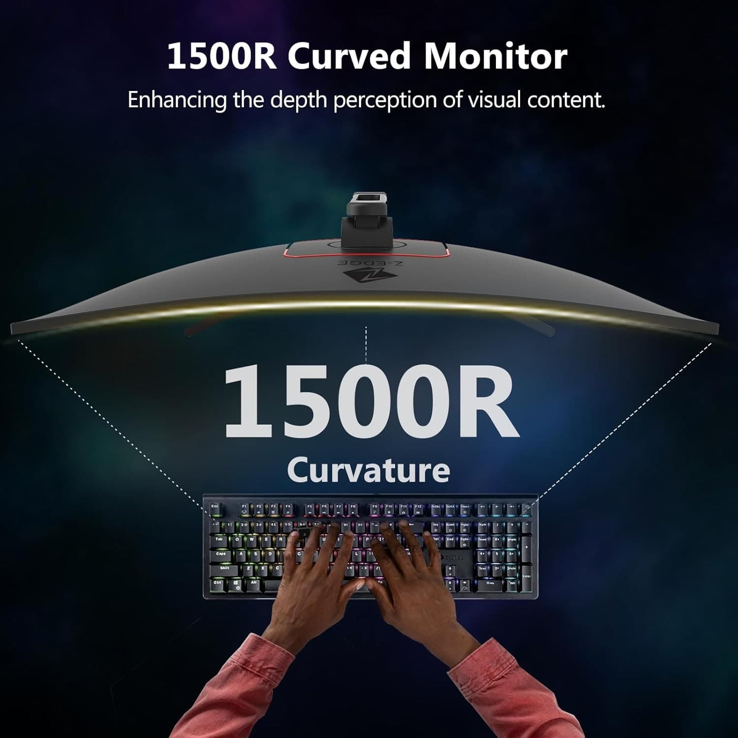 Z-EDGE 27-inch 1500R Curved Gaming Monitor - FHD 1080P 180Hz VA Panel, 1ms Response Time, Frameless LED Display, AMD FreeSync - 1x DisplayPort 1.4 & 2x HDMI 2.0 UG27F - 2