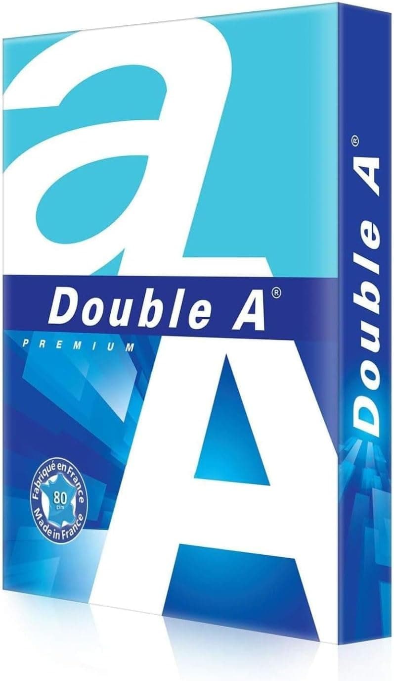 Double A - Printer Copy Paper, Size A4, GSM 80, 500 Pages Ream - White - 2