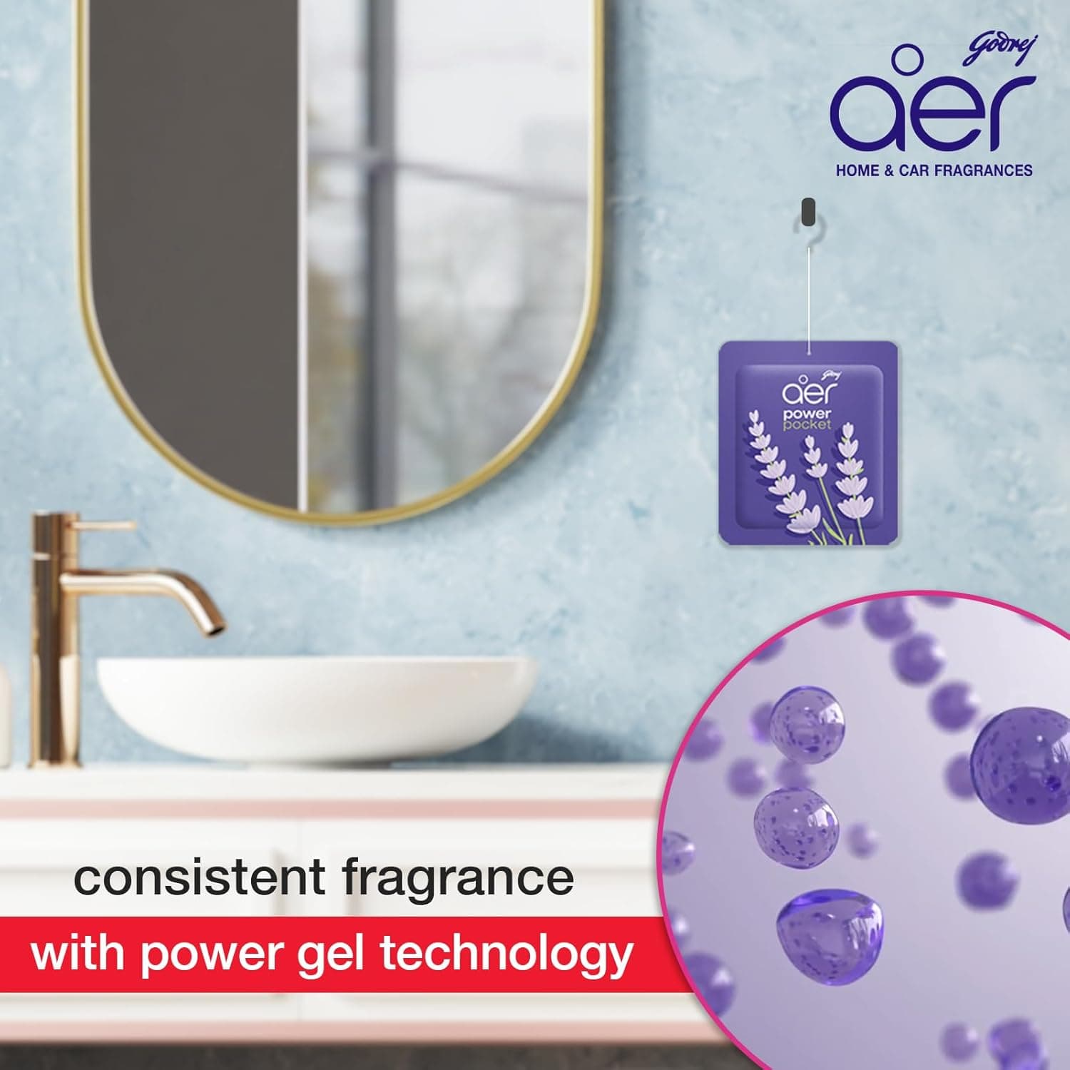 Godrej Aer Power Pocket Bathroom Fragrance -Lavender Bloom  10g - 4