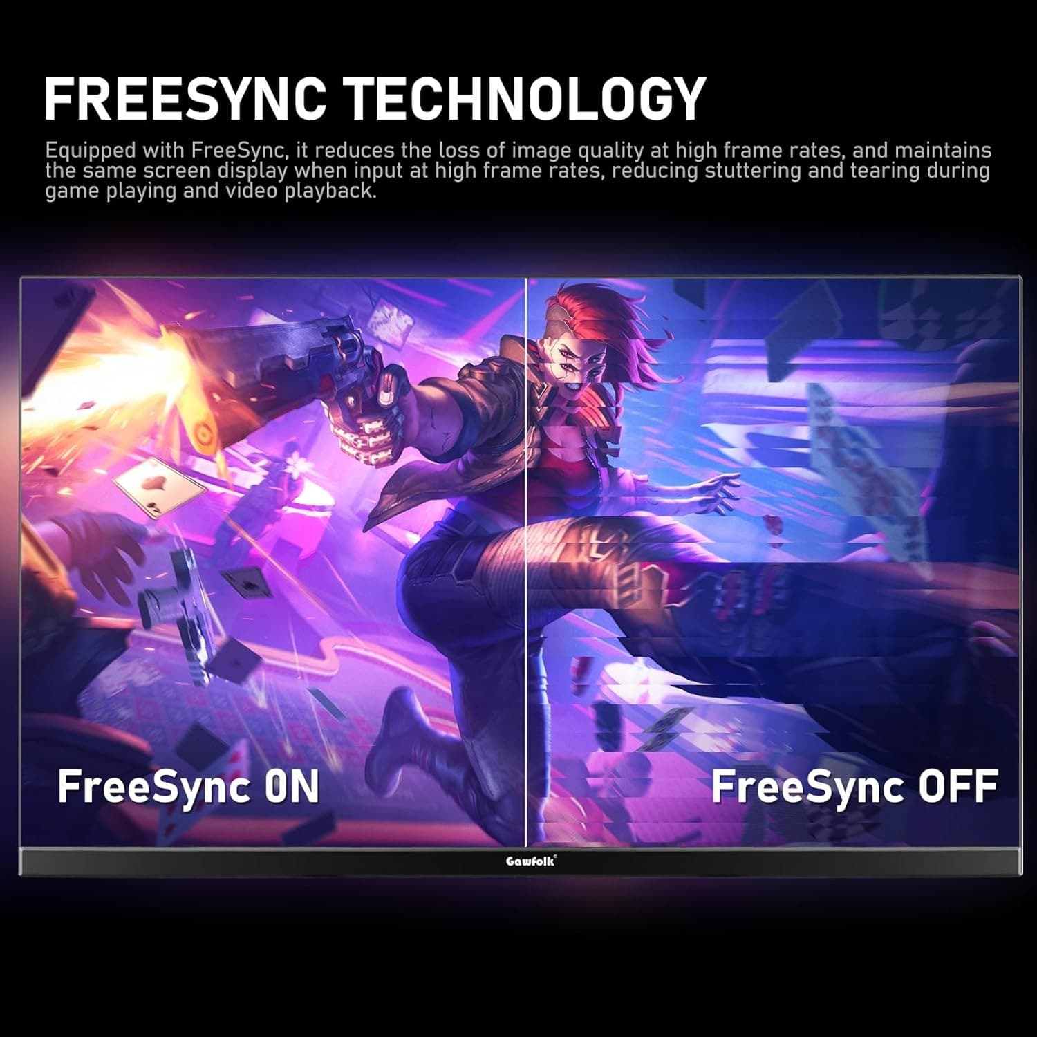 Gawfolk 24.5 Inch FHD 200Hz IPS Flat Gaming Monitor 1080P Computer Monitor 1920x1080 Display Screen 1ms(GTG) 240cd/m² 99% sRGB Suitable for games, entertainment, and office (Built-in Speakers) - 6