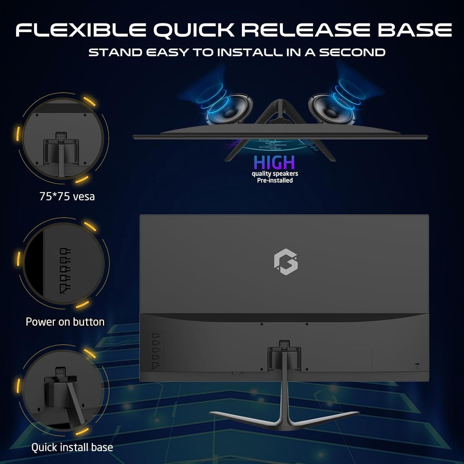 GAMEON GOES22FHD120IPS 22-Inch Full HD Monitor, 120Hz, 0.5ms, IPS Panel, HDMI 2.1, FreeSync, NVIDIA G-Sync Compatible, PS5 Supported,1920x1080 Resolution Ultra-Slim Design, Black - 2