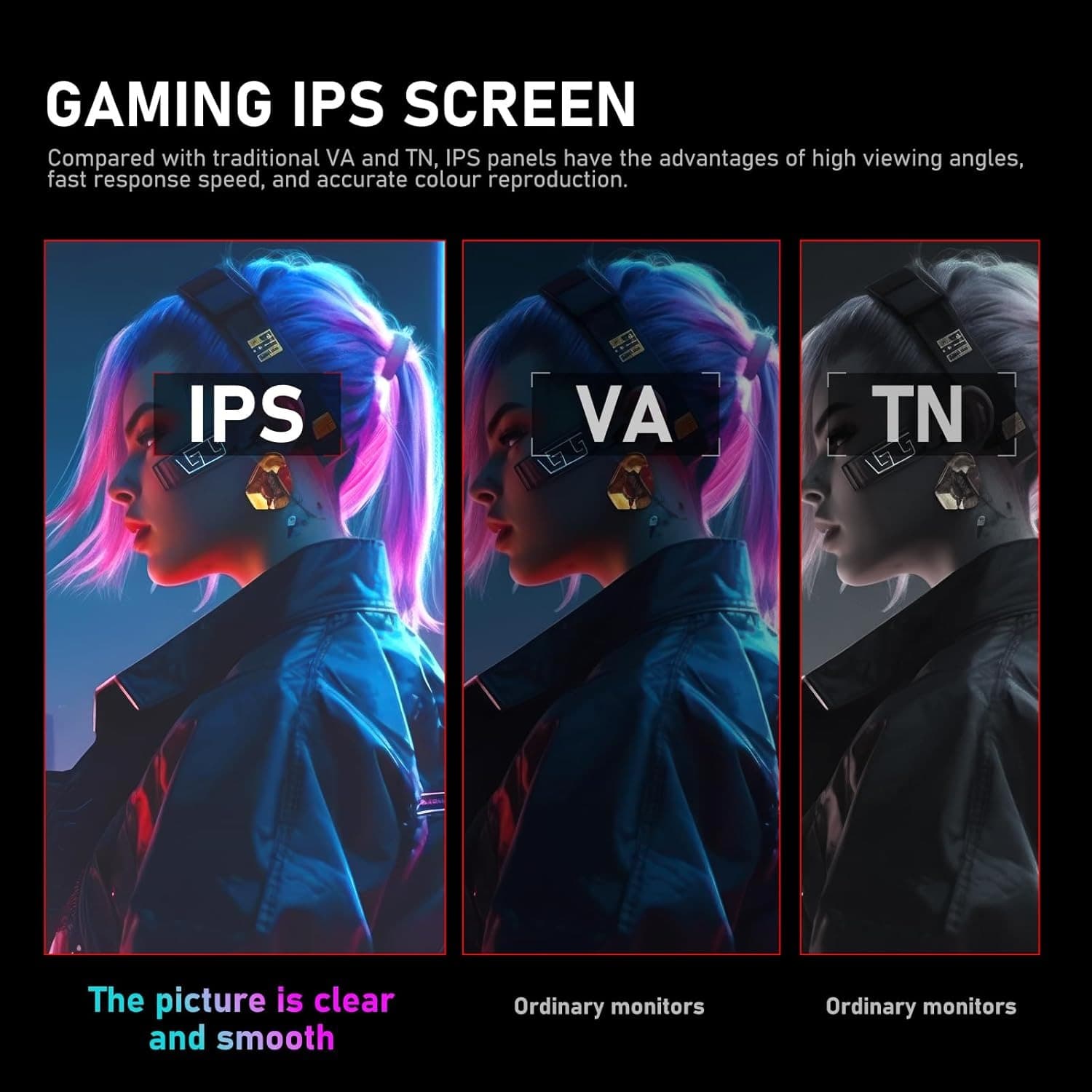 Gawfolk 24.5 Inch FHD 200Hz IPS Flat Gaming Monitor 1080P Computer Monitor 1920x1080 Display Screen 1ms(GTG) 240cd/m² 99% sRGB Suitable for games, entertainment, and office (Built-in Speakers) - 5