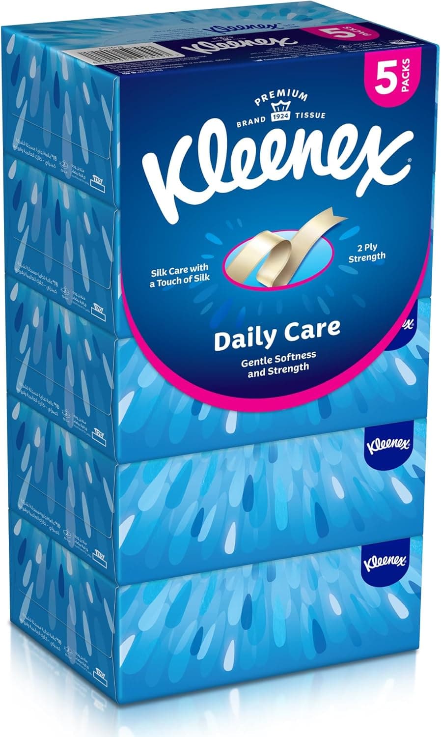 Kleenex Daily Care Facial Tissue - Pack Of 5 Boxes, 170 Sheets X 2 Ply - 2
