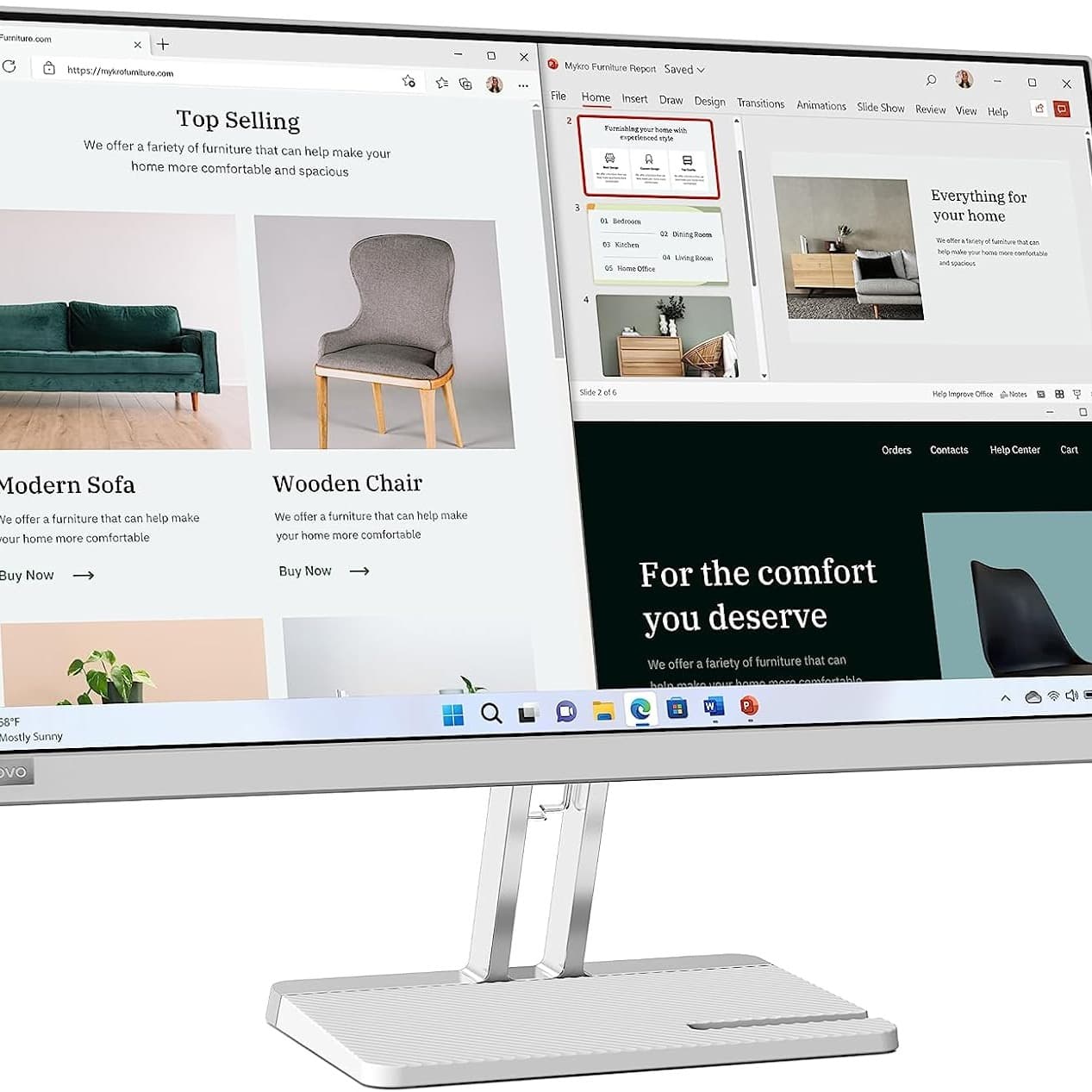 Lenovo L27e-40 27 Inch VA FullHD 100Hz Anti-glare Monitor With HDMI, VGA, AMD FreeSync,Tilt Stand-Cloud Grey - 6
