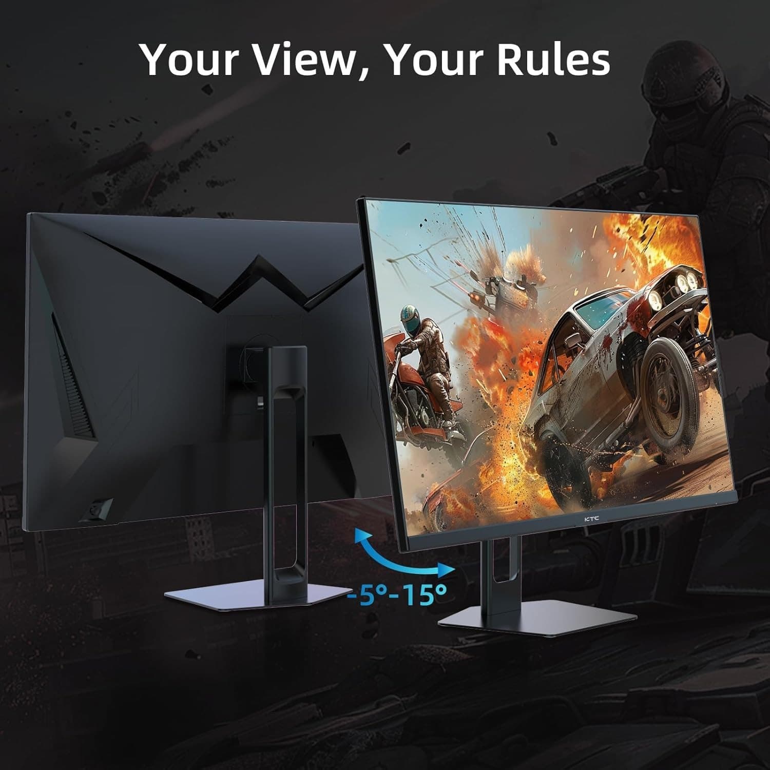 KTC 27 Inch QHD Gaming Monitor, 2K 180Hz 1ms Fast IPS Computer Monitor, HDR 1440P with Adaptive Sync, HDMI Displayport, Tilt Adjustment, VESA Compatible,H27T22C - 4