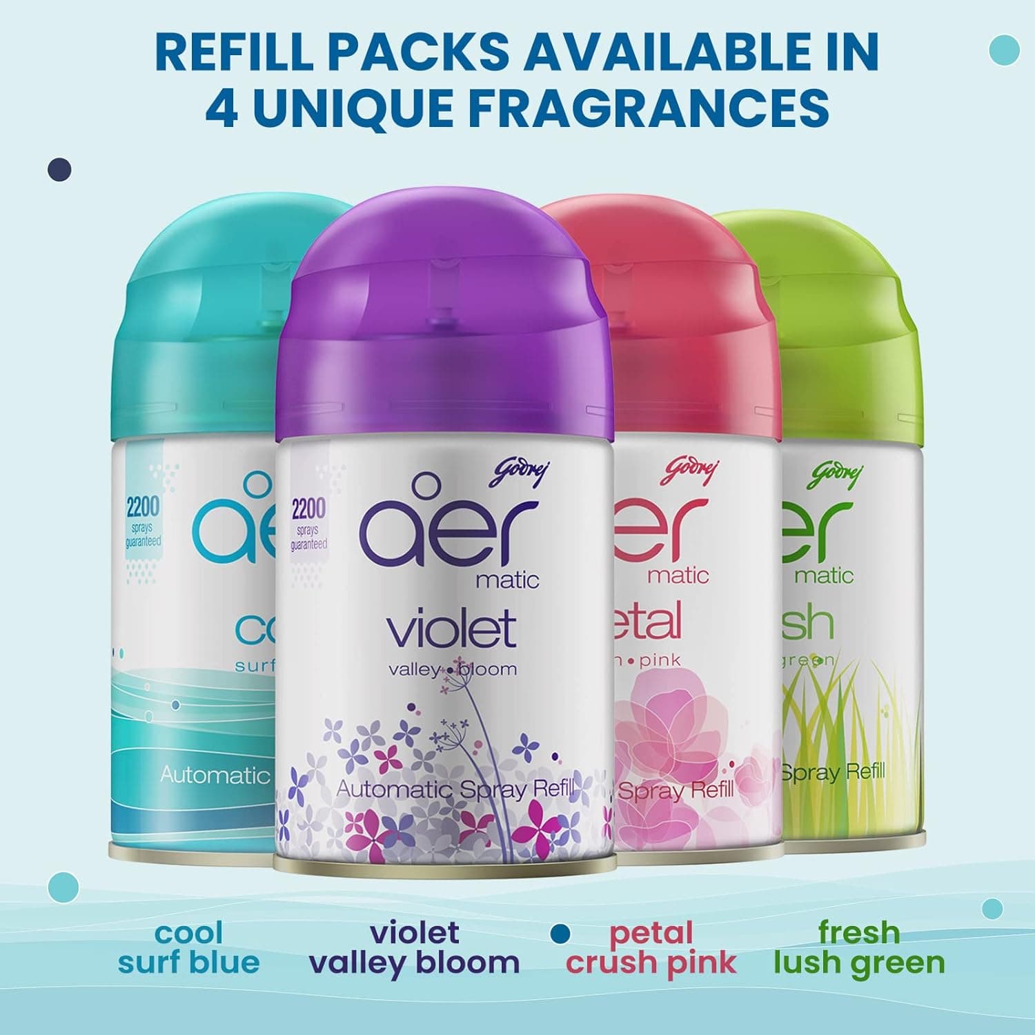 Godrej Aer Matic Automatic Air Freshener Refill Cool Surf Blue 225 ml, Aer-11, 225 ml (Pack Of 1) - 6