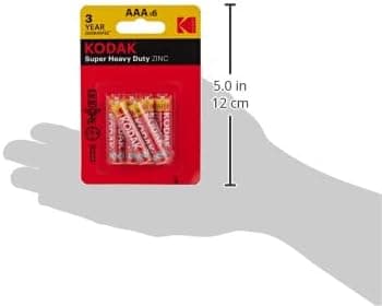 KODAK Super Heavy Duty | AAA Batteries | Triple A | Disposable Household | Carbon Zinc | 1.5V | 6 Blister Pack - 6