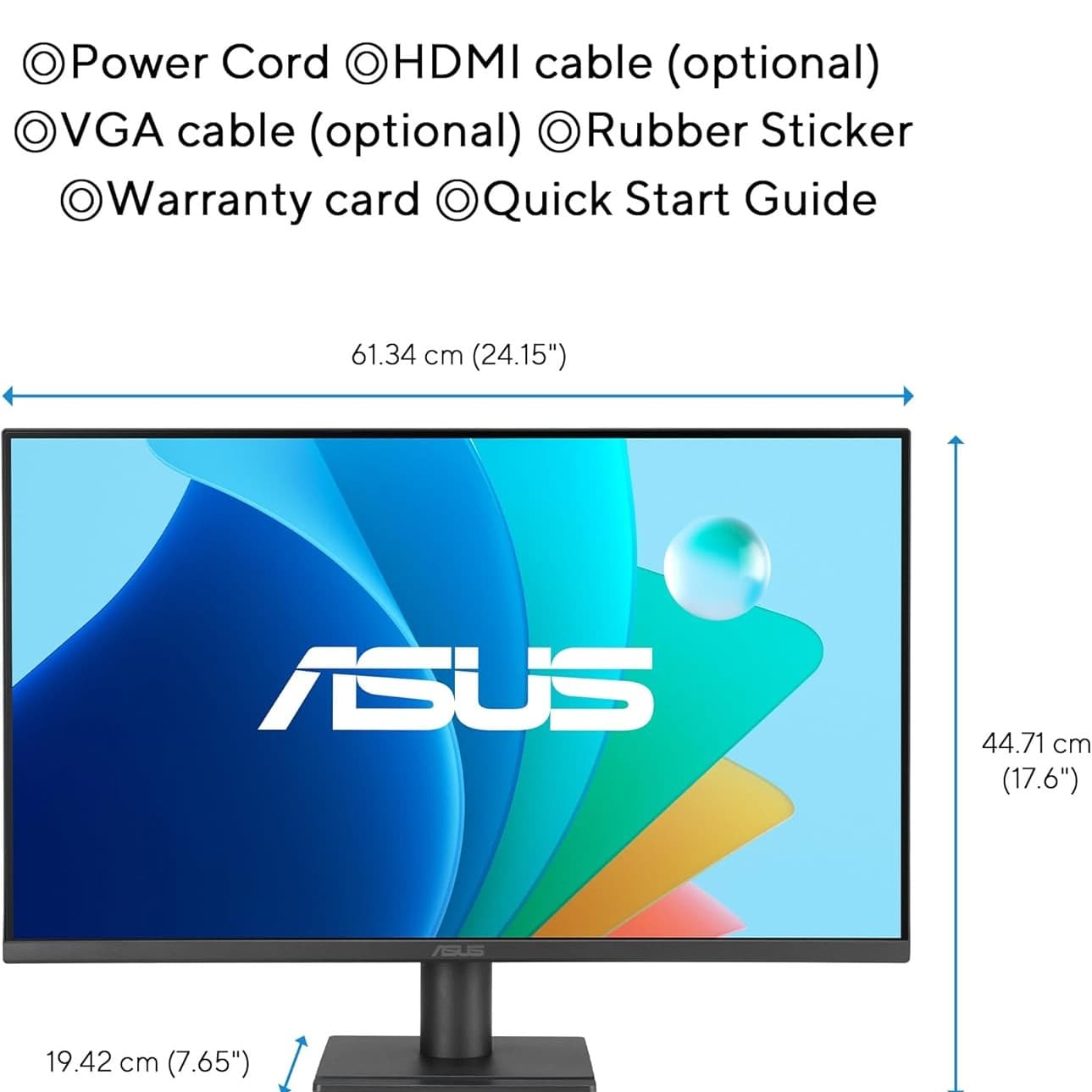 ASUS VA279HG Eye Care Gaming Monitor: 27-inch, IPS, Full HD, 99% sRGB, Frameless, 120Hz, Adaptive-Sync, 1ms MPRT, HDMI, VGA, Low Blue Light, Flicker Free, Wall Mountable - Black - 3