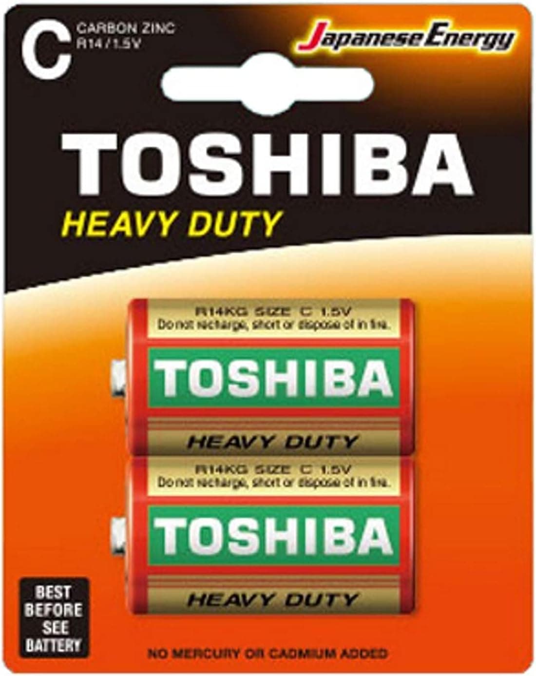 TOSHIBA Heavy Duty Zinc Carbon Battery – Ideal for Low Power Consumption Devices, C, Pack of 2 - 1