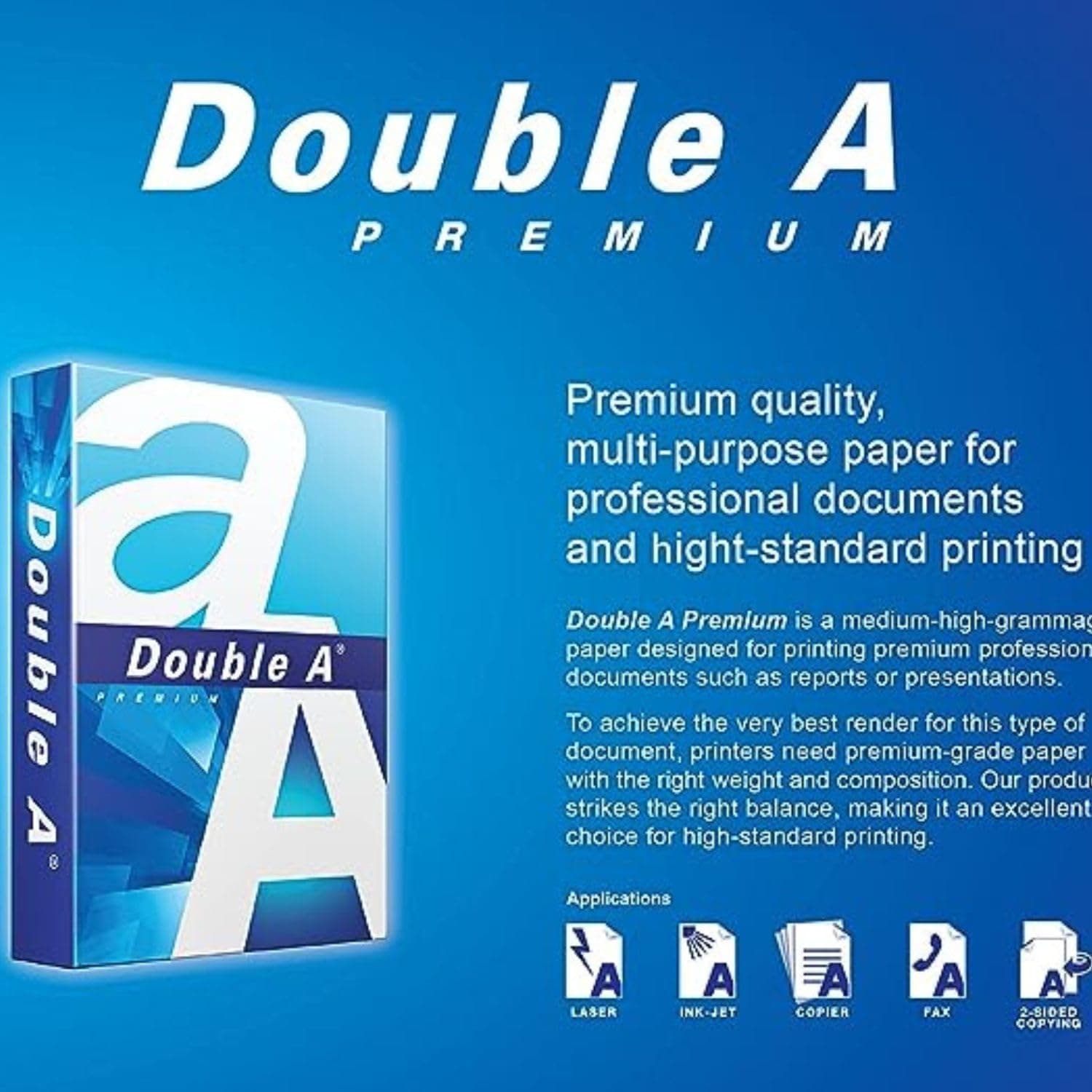 Double A - Printer Copy Paper, Size A4, GSM 80, 500 Pages Ream - White - 7