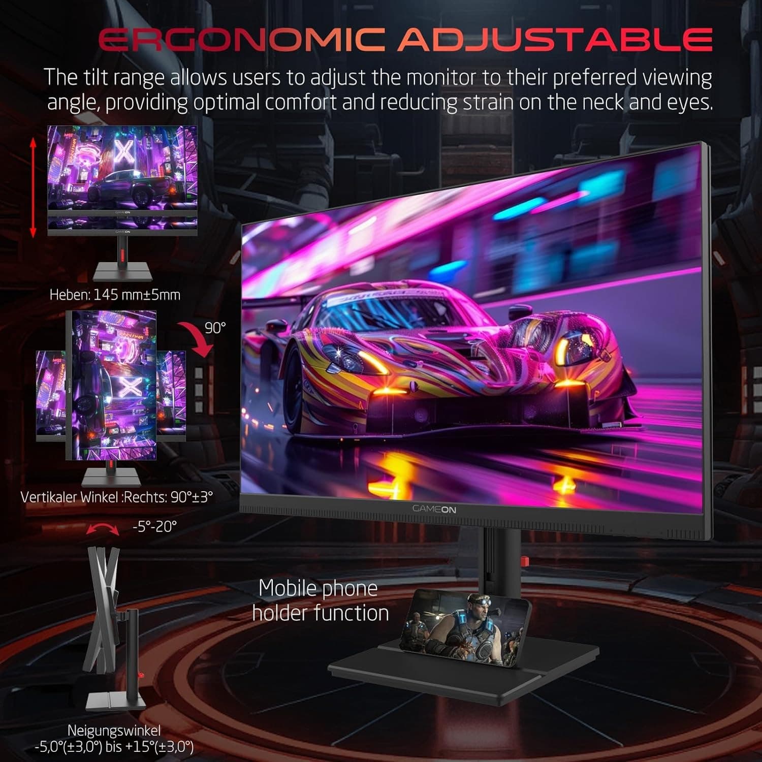 GAMEON GOML27QHD180IPS Midnight Signature 27" Black Gaming Monitor, 2560x1440p 2K QHD Fast IPS, 180Hz Refresh Rate, Ultra-Fast Response, HDMI 2.1, FreeSync/G-Sync, HDR, PS5 Compatible, VRR Support. - 6