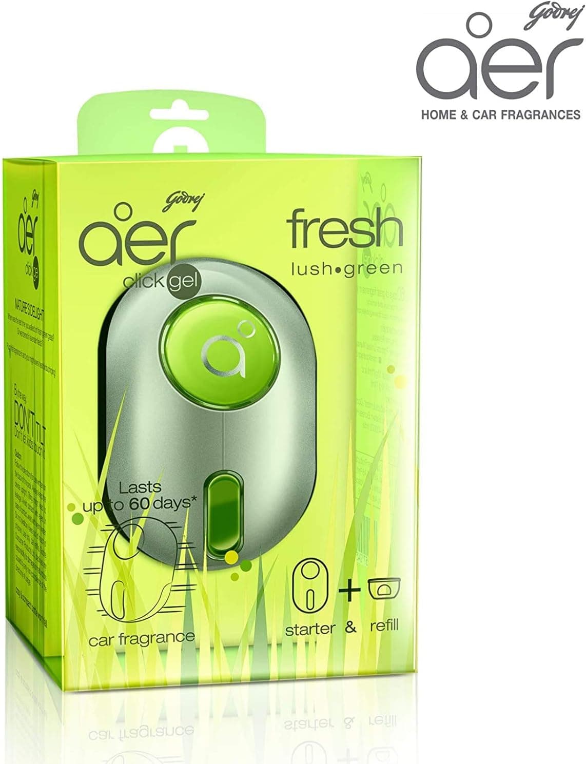 Godrej Aer Click, Car Vent Air Freshener Kit - Fresh Lush Green (10G) - 7