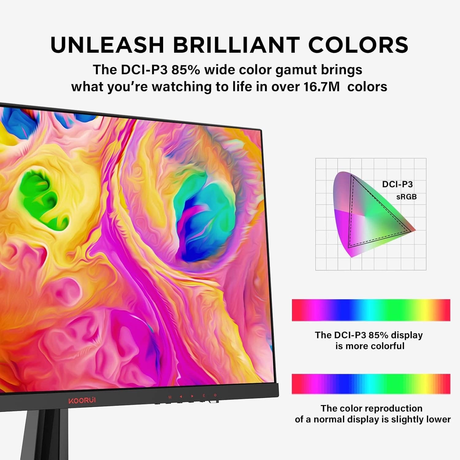 KOORUI 24 Inch Computer Monitor - FHD 1080P Gaming Monitor 165Hz VA 1ms, AdaptiveSync Technology, Ultra-Thin LED Monitor,HDMI X2 / DP, VESA Compatible, Tilt Adjustable, Eye Care - 24E4 - Black - 4