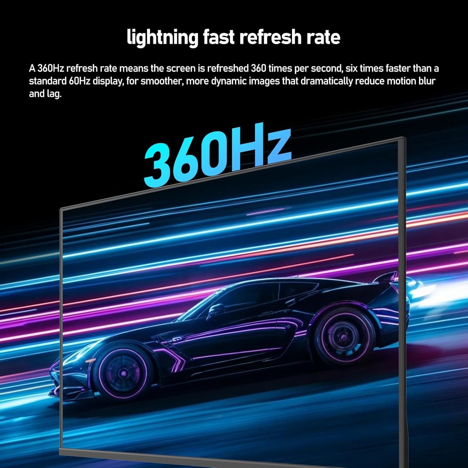 Gawfolk 27 Inch QD-OLED Gaming Monitor QHD 360Hz 0.03ms(GTG) PIP/PBP 99% DCI-P3 FreeSync HDR400 1.5M:1Contrast Ratio VESA RGB atmosphere light With Tilt/Height/Swivel Adjustable Stand (Black) - 4