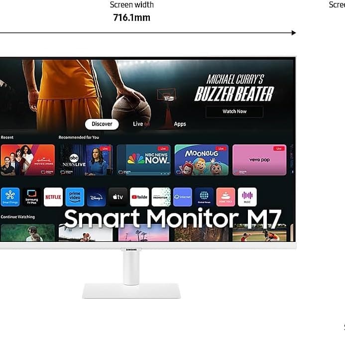Samsung M7 2024 Smart Monitor32" VA 4K UHD M70D Smart Screen With Speaker,HDMI,USB-C,USB Hub,WiFi, White|LS32DM703UMXUE - 6