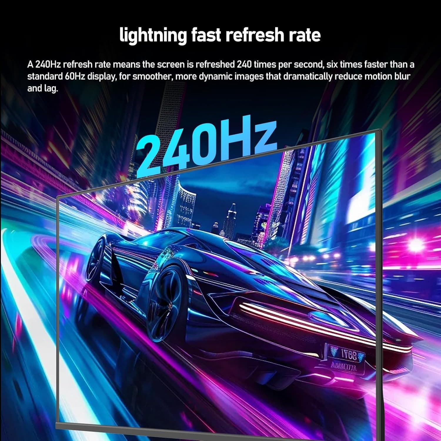 Gawfolk 27 Inch QD-OLED Gaming Monitor QHD 240Hz 0.03ms(GTG) 99% DCI-P3 FreeSync HDR400 1.5M:1Contrast Ratio VESA RGB atmosphere light With Tilt/Height/Swivel Adjustable Stand (Black) - 7