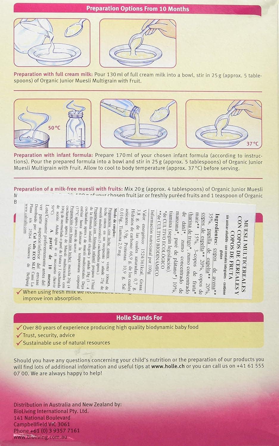 HOLLE ORG JR MUSLI W/ FRUITS 8X250GM - 2